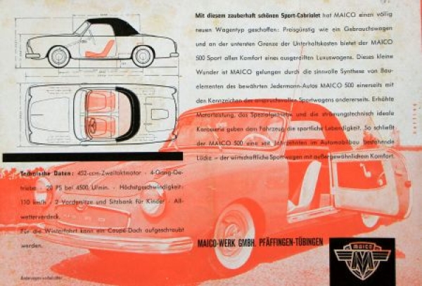 Maico 500 Sport Modelprogram 1957 Carbrochure (0308)